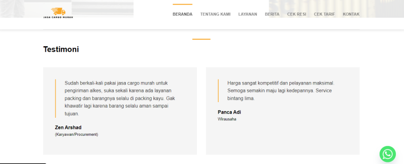 Testimoni Jasa Cargo Murah