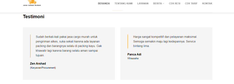 Testimoni kirim barang antar pulai dengan Jasa Cargo Murah 